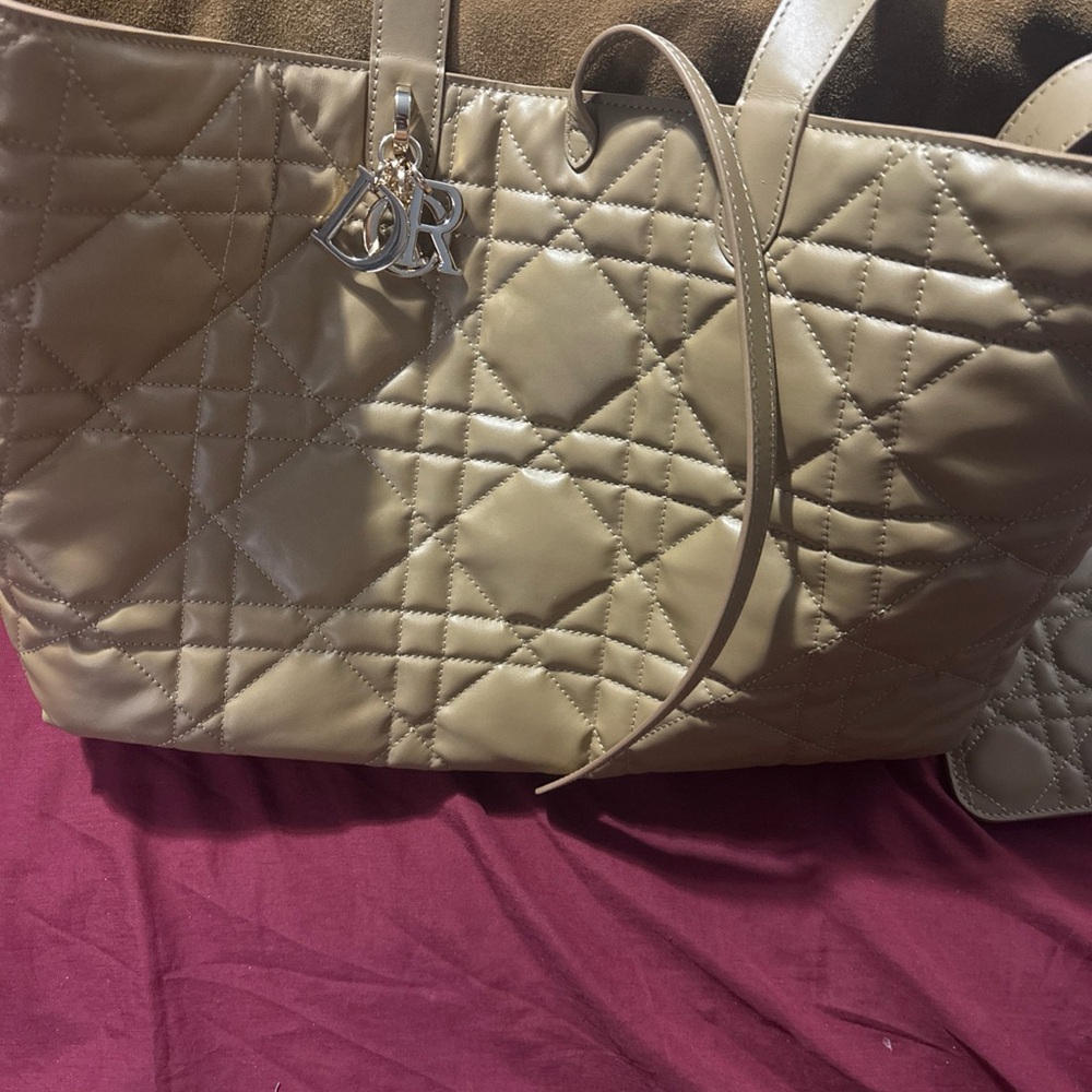Dior Beige Quilted Tote Bag